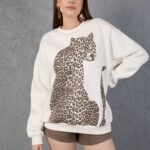 Leopar Desenli Oversize Sweatshirt