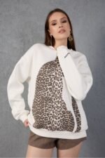 Leopar Desenli Oversize Sweatshirt - Görsel 2