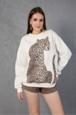 Leopar Desenli Oversize Sweatshirt - Görsel 3