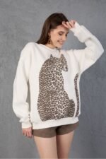 Leopar Desenli Oversize Sweatshirt - Görsel 4