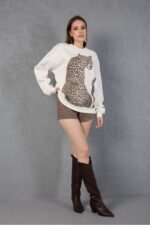 Leopar Desenli Oversize Sweatshirt - Görsel 5