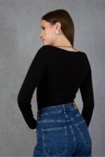 Toka Detaylı Siyah Body - Görsel 7