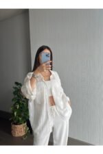 Cepli Oversize Dökümlü Gömlek - Görsel 7