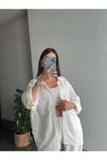 Cepli Oversize Dökümlü Gömlek - Görsel 8