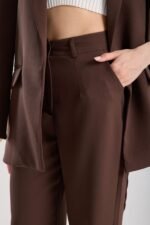 Premium Kumaş  Kahverengi Yelek Pantolon Takım - Görsel 3